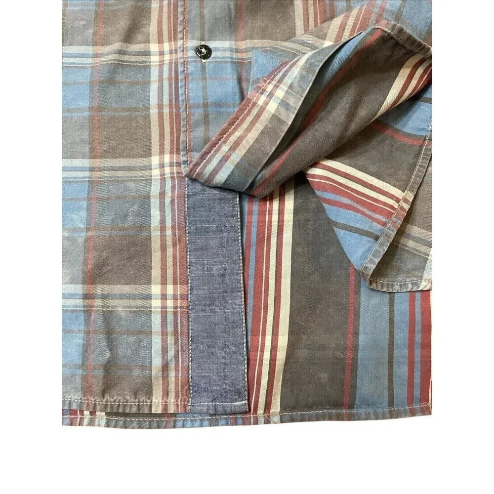 Tommy Bahama Men's XLT Fog Gray Distressed Fresno Plaid Reverse Print Shirt - Picture 6 of 10